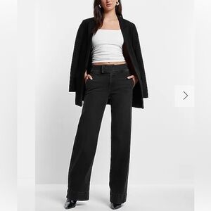 Express Women’s High Waisted Washed Black Wide Leg Jeans